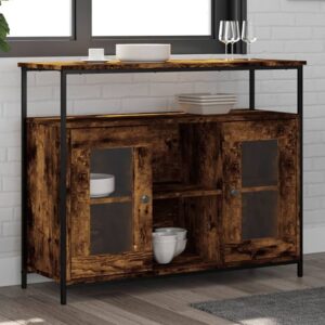 Ambon Wooden Sideboard With 2 Doors 1 Shelf In Smoked Oak