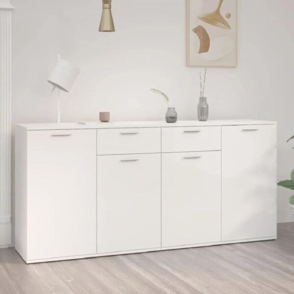 Calhoun High Gloss Sideboard With 4 Doors 2 Drawers In White