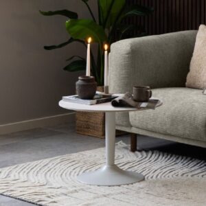 Manteo Ceramic Round Coffee Table In White