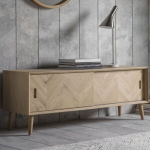 Melino Wooden TV Unit With Sliding Doors In Mat Lacquer